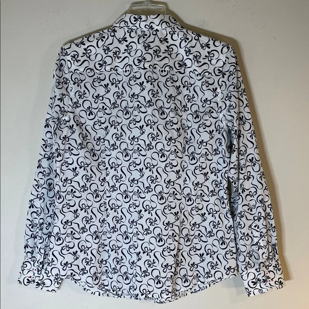 NEW! Talbots Wrinkle-Resistant Black & White Ribbon Print Shirt. 10. - Picture 6 of 8